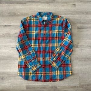 St Johns Bay Button Down Dress Shirt Mens XL Multicolor Plaid Cotton Collar NEW